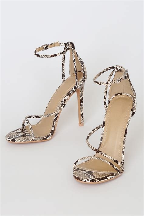 high heels snake print sandals.